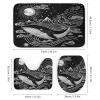 TOWINSFB 4Pcs Black White Whale Shower Curtain Set with Toilet Lid Cover Non-Slip Rugs for Bathroom, Retro Sun Moon Star Animal Shower Curtain Bathroom Sets with Hooks, 72x72 Inch view 3