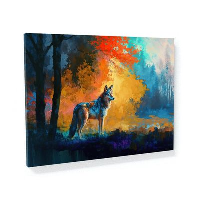Sense Canvas Wolf Scene 82 Canvas Art - Home Decor Wall Art Print Poster Painting Small 16x12 / 1.5"