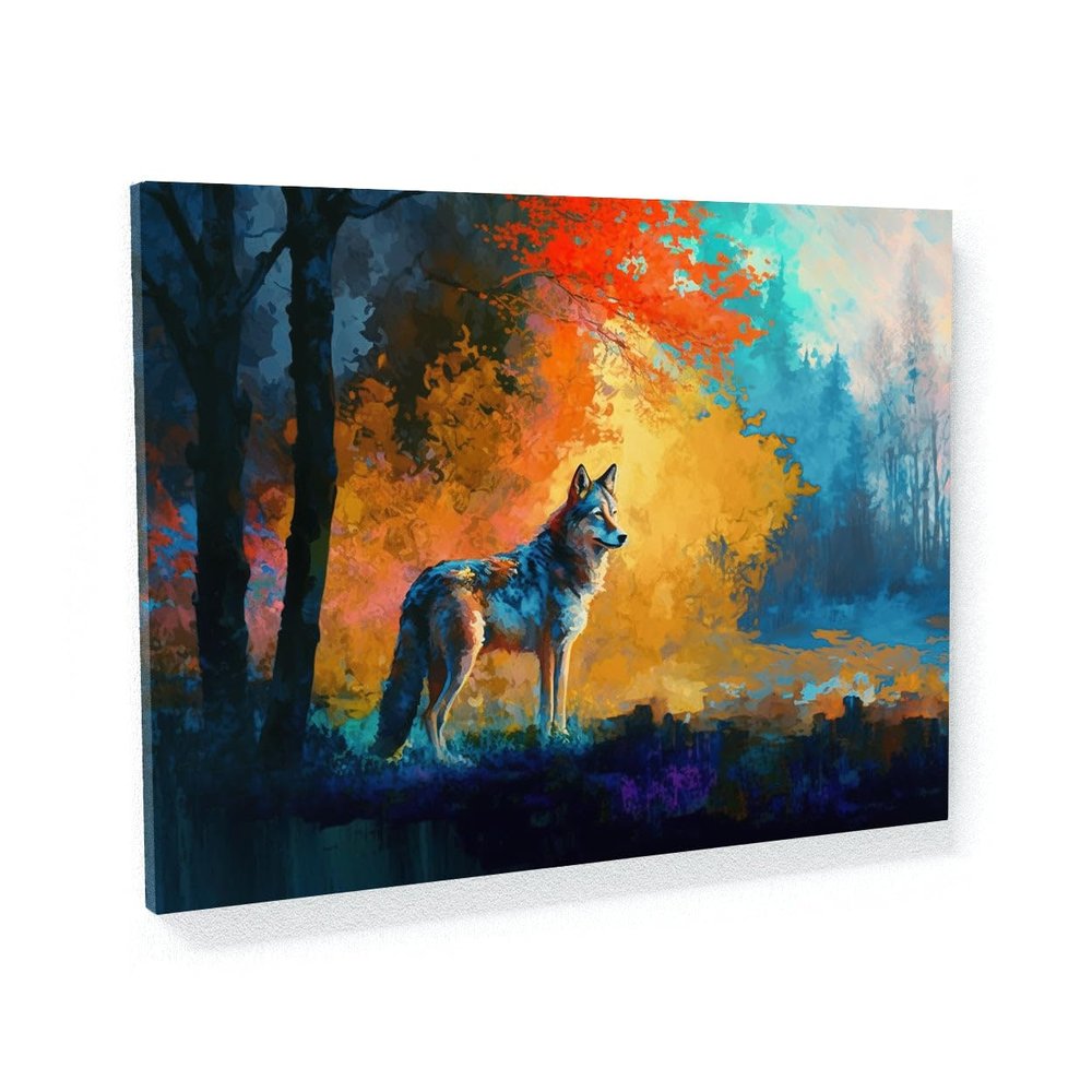 Sense Canvas Wolf Scene 82 Canvas Art - Home Decor Wall Art Print Poster Painting Small 16x12 / 1.5"