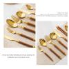 36 ltems for 12 Persons Silverware SetVintage Court Wooden Handle Gold 304 Stainless Steel FlatwareFamily gatherings, hotel businessMirror Finish, Gift Box view 3