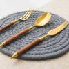 36 ltems for 12 Persons Silverware SetVintage Court Wooden Handle Gold 304 Stainless Steel FlatwareFamily gatherings, hotel businessMirror Finish, Gift Box view 4
