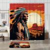 TPHIHPT 4PCS Tribal Native American Shower Curtain Sets with Non-Slip Rug, U Shape and Toilet Lid Cover Mat, Retro Ethnic Indian Chief Home Bathroom Accessory Sets Decor with 12 Hooks, 72 x 72 Inch view 3