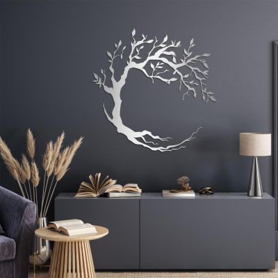 Metal Tree Wall Art - Tree of Life Metal Art, Modern Aesthetic Wall Decor for Living Room & Bedroom (24"x24"/60x60 cm, Silver)