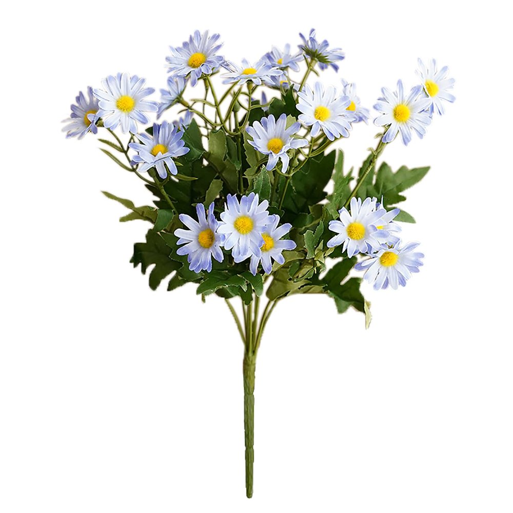 HVNTQI Fake Silk Daisies Flowers Artificial Wild Realistic Faux Flowers Uv Resistant Flowers for Outside Summer Bulk Plastic Garden Party Wildflower Party Decorations (Blue)