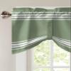 AMZRicher Dark Sage Green Tie Up Valance for Window, Farmhouse Sage Green White Striped Adjustable Balloon Window Shade Valance Curtain for Kitchen Cafe Bathroom Window Treatment 1 Panel 54x18 view 3