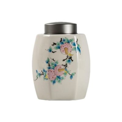 NEKCOCO Ceramic Tea Caddy Bulk Tea Storage Cans Ceramic Lid Sealed Cans Black Tea Storage Cans Empty Cans Tea Storage Cans Tea Set Single Cans Tea Storage Container(A)