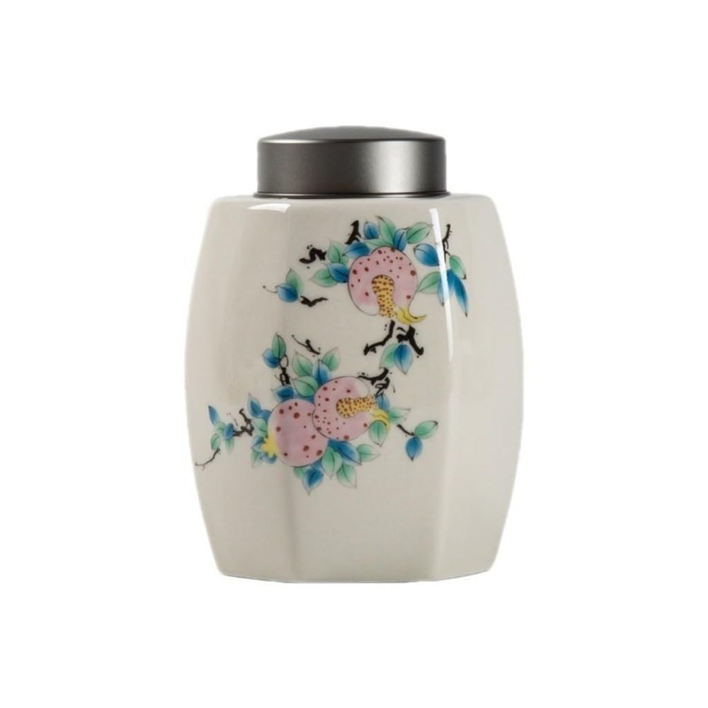 NEKCOCO Ceramic Tea Caddy Bulk Tea Storage Cans Ceramic Lid Sealed Cans Black Tea Storage Cans Empty Cans Tea Storage Cans Tea Set Single Cans Tea Storage Container(A)
