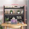 2 Tier Desktop Bookshelf/Bookcase - Bookcase For Computer Desktop Display Stand With Pegboard, Multipurpose Metal Countertop Hutch Bookshelf Adjustable Office Storage Rack, For Dorm Office(Pink,95X22X view 2