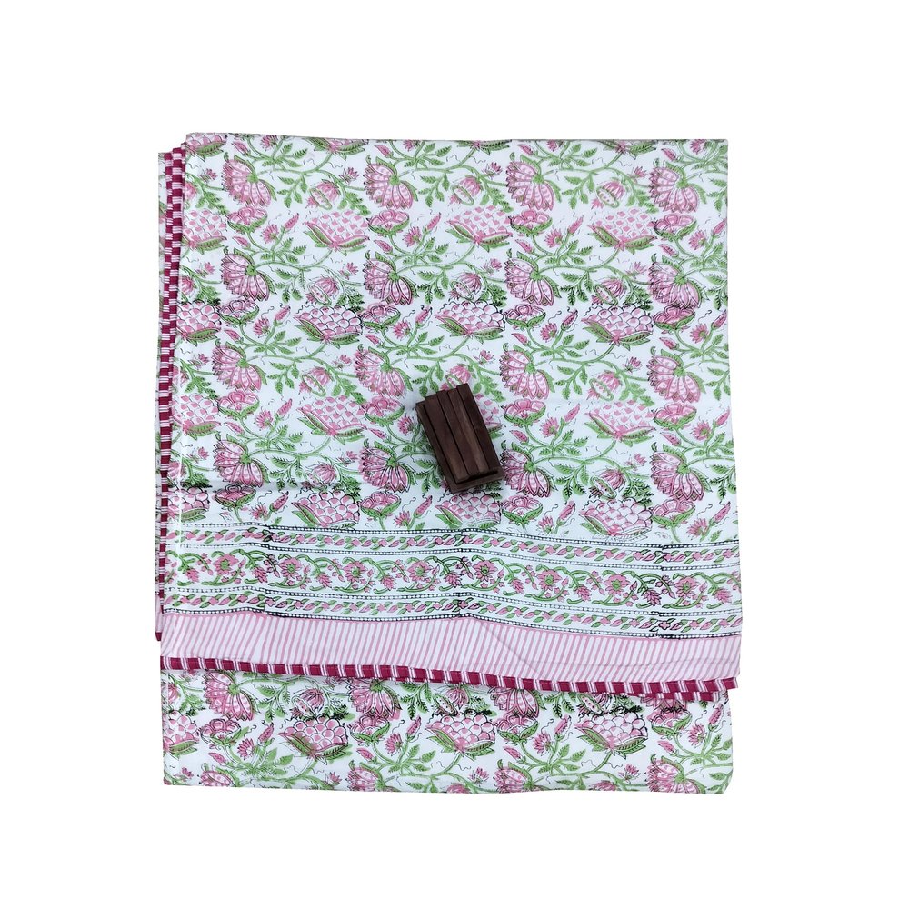 Indian Handicraft Jaipur Hand Block Printed Reversiable Dohar Soft Cotton AC Quilt Throw Home Decor AC Comforter (Twin Size 60x90 Inch)