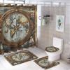 TOWINSFB 4Pcs Vintage World Map Compass Shower Curtain Set with Toilet Lid Cover Non-Slip Rugs for Bathroom, Ocean Antique Nautical Sailboat Shower Curtain Bathroom Sets with Hooks, 72x72 Inch view 1