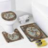 TOWINSFB 4Pcs Vintage World Map Compass Shower Curtain Set with Toilet Lid Cover Non-Slip Rugs for Bathroom, Ocean Antique Nautical Sailboat Shower Curtain Bathroom Sets with Hooks, 72x72 Inch view 4