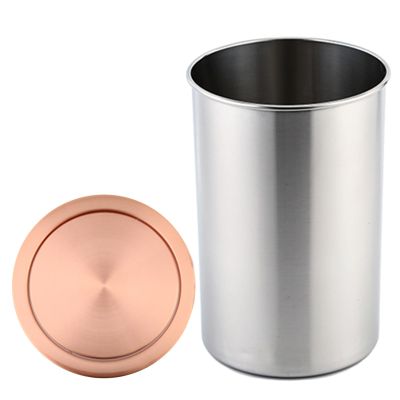 JTWWDM Stainless Steel Kitchen Garbage Swing Lid, Built-in Countertop Balance Flap Cover, Round Flush Recessed Dustbin Hidden Trash Bin for Bathroom, Home Office,Rose Gold