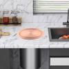 JTWWDM Stainless Steel Kitchen Garbage Swing Lid, Built-in Countertop Balance Flap Cover, Round Flush Recessed Dustbin Hidden Trash Bin for Bathroom, Home Office,Rose Gold view 3