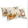 BOBOWUNY Fall Squirrel Pillow Covers Standard Size 2 Pack, Soft Bed Throw Pillowcases Breathable Cooling Long Lumbar Body Pillow Sham Cover for Bed Sofa 20x26 Pumpkins Maple Leaf Thanksgiving Rustic view 1