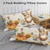 BOBOWUNY Fall Squirrel Pillow Covers Standard Size 2 Pack, Soft Bed Throw Pillowcases Breathable Cooling Long Lumbar Body Pillow Sham Cover for Bed Sofa 20x26 Pumpkins Maple Leaf Thanksgiving Rustic view 3
