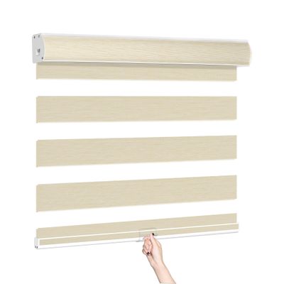 Hotsoon Cordless Zebra Blinds for Window Blackout Zebra Roller Blind with Thermal Insulation,Uv and Privacy Protection,Easy to Install Zebra Shade for Indoor Window, Beige, 82" W x 80" H