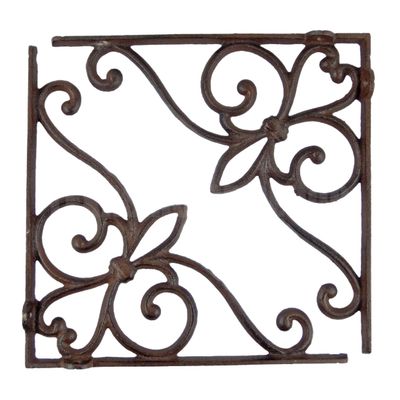 2 Large Fleur De Lis Scrolls Shelf Brackets Cast Iron Antique Style Rustic 9.5 inches Handmade Artisan Art Vintage Decor