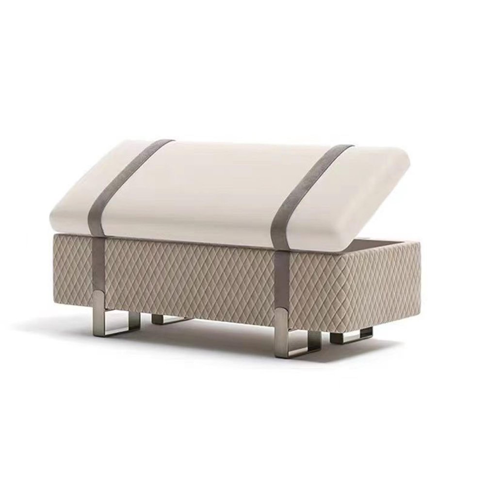QIUHTR Ottoman Bench, Entryway Storage Bench with Cushion, Shoe Bench with Lift Top Storage, Wooden End of Bed Bench, Storage Chest Shoe Cabinet Bench for Living Room, Bedroom(Brown,80 * 45 * 42cm)
