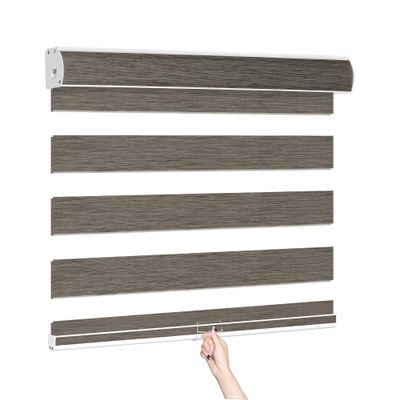 Hotsoon Cordless Zebra Blinds for Window - Blackout Roller Blind With Thermal Insulation, UV and Privacy Protection - Easy to Install Indoor Shade, Dark Brown, 82" W x 36" H