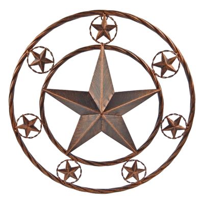 HomeLoft Basics Metal Wall Star With Stars Ring Brushed Copper Finish 18 inches Handmade Artisan Art Vintage Decor, 647, Rustic