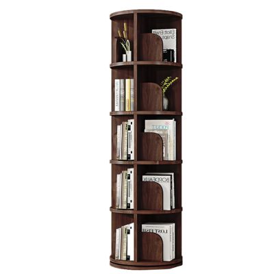 4/5/6 Tier Rotating Bookshelf Multi-Purpose Shelf Can be Used in Tight Spaces Wide Base Heavy-Duty and Stable Suitable for Office Living Room Bedroom Classroom(Walnut Coloured,162 * 46cm)