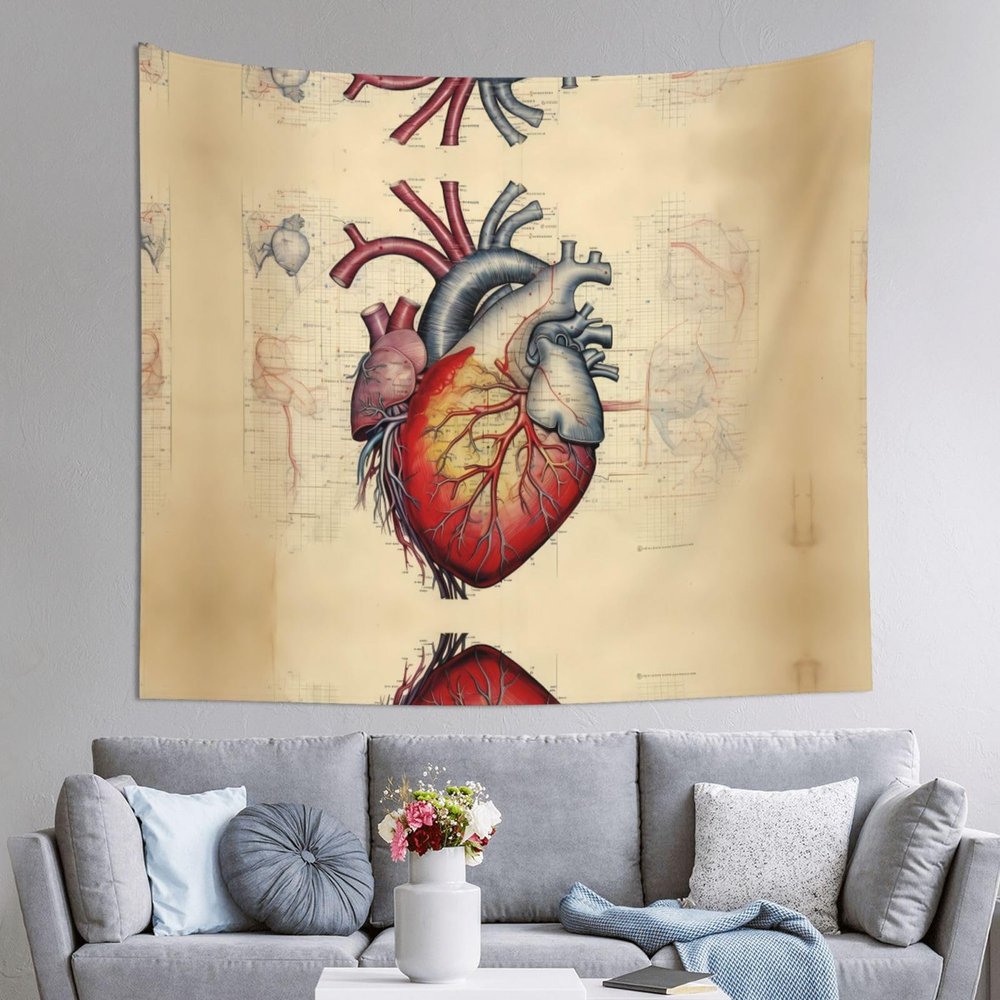 WZYWHJ human anatomy heart chart Pattern Indoor Decor Tapestry 60x51 in : Soft, Quality and lightweight Suitable for wall hanging tapestries