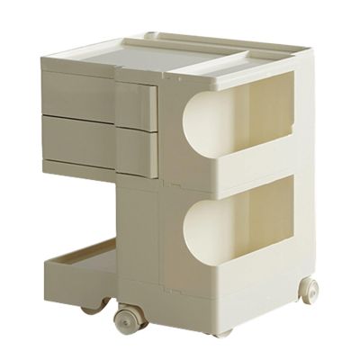 HJLKDYM Multipurpose Utility Storage Cart, ABS Material, Rotating Drawer, 360Same Color Wheel, Snacks and Drinks Storage for Living Room Or Bedroom(Beige,43.2x39x53.7cm)