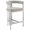 Modern Upholstered Bar Stool with Rich Gray Boucle Fabric  Matte Brushed Chrome Legs in Silver  Versatile Living Room & Dining Room Seating  Set of 1 view 1