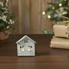 Tealight Holder Metal Village House G Antique Grey 3.25x2.75x2 view 1