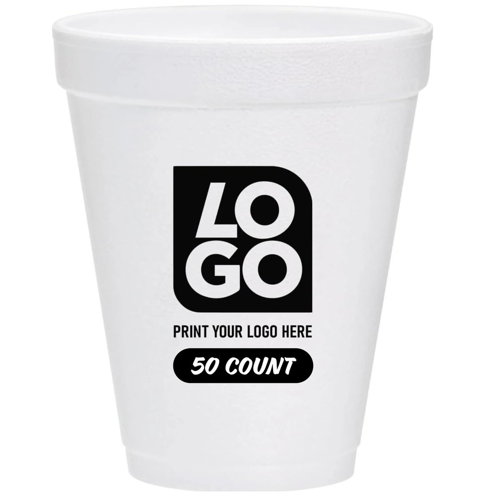 Custom 10 Oz. Foam Cups with One-Color Imprint, ideal for food service, parties, and events.