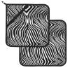 WZYWHJ Zebra Print Pattern Square Heat-Proof Pot Holders (Set of Two) 8x8 in : Quality Fabrics, Anti-Scalding and Easy to Clean, Black view 2