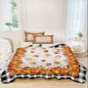 Thanksgiving Pumpkin Quilt Full Bedding Set, Buffalo Black Plaid Maple Leaf Lightweight Summer Quilt with Pillow Shams 3 Pieces Microfiber Soft Quilt Set Bedspread Coverlet for All Seasons view 3