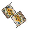 Yellow Sunflowers with Blue Butterflies Pattern Square Heat-Proof Pot Holders (Set of Two) 8x8 in : Quality Fabrics, Anti-Scalding and Easy to Clean view 3