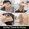 Mordimy 100% Cotton Terry Cloth Kitchen Towels, Super Soft and Absorbent Dish Towels for Drying, Checkered Designed Hand Towels for Kitchen, 16 x 26 Inches, 4 Pack, Tan view 4