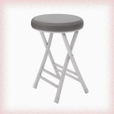BERWDUXA Cushioned Padded Folding Stool 20in Compact Foldable Bar Stool Round Kitchen Stool for Breakfas Dining Living Room Foldable Barstools(Grey)
