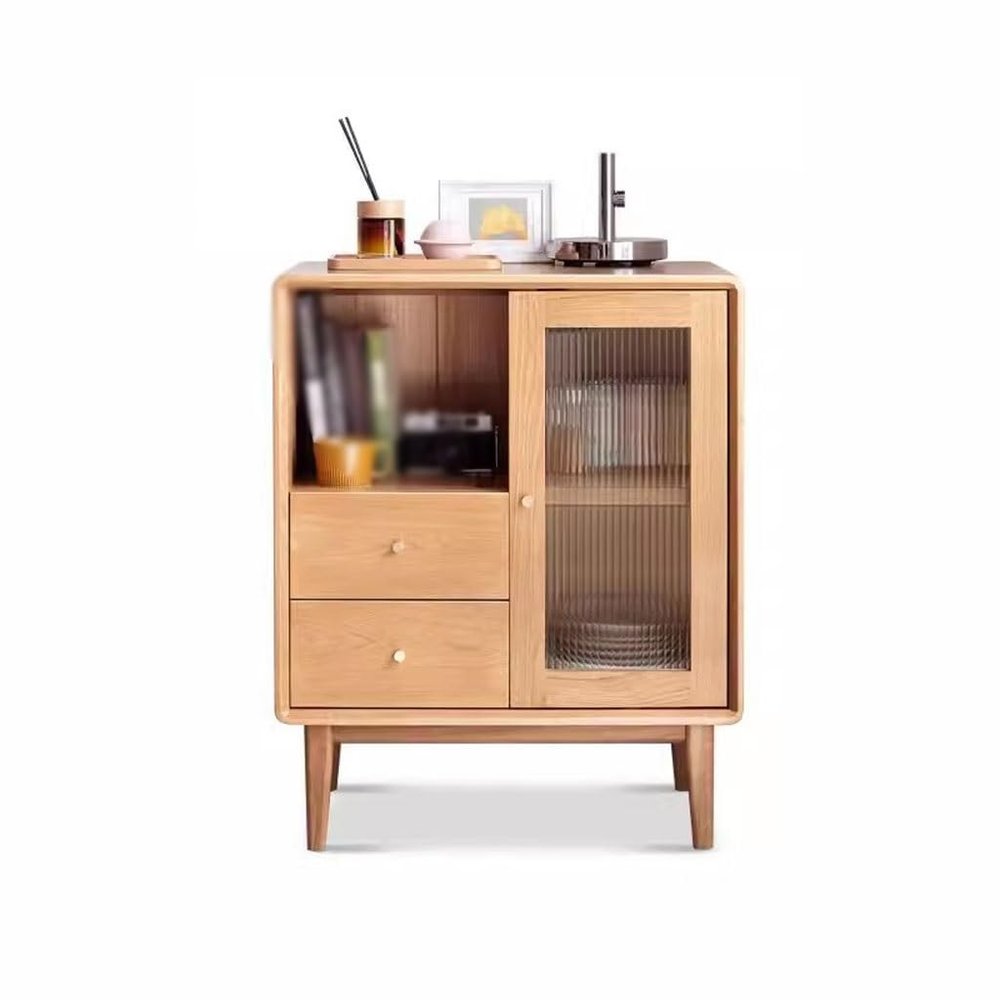 DIEYPOL Aparadores para Comedor Solid Wood TV Side Cabinet Nordic Sideboard Oak Tea Cabinet Living Room Log Storage Cabinet Display Cabinet Bufetera