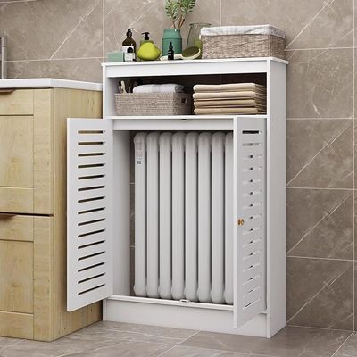 White Radiator Cover Louvered Grill Shelf Cabinet,Living Room Heating Decorative Cabinet Bathroom Floor Cabinet,Wood Heating Cover Storage Organizer Cabinet For Home Living Room Bedro(Size:60x90x20cm)