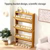 YONGYILI Bamboo Entrance Shoe Cabinet, Rattan Storage Cabinet with 3 Flip Drawers, Vertical Shoe Rack, Narrow Shoe Cabinet(70 * 17 * 87cm) view 4