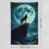 FeoYoed Tapestry Wall Hanging Aesthetic Decoration For Bedroom Living Room Wall Art Tapestries Wolf Super Moon 60"x90" view 2