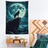 FeoYoed Tapestry Wall Hanging Aesthetic Decoration For Bedroom Living Room Wall Art Tapestries Wolf Super Moon 60"x90" view 4