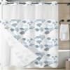 No Hook Shower Curtain with Snap in Liner Set,Turquoise Blue Coastal Waterproof Fabric Bath Curtain,Starfish Coral Nautical Shell Ocean Couch See Through Mesh Top Window Bathroom Curtain 60"x72" view 3