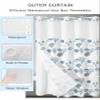 No Hook Shower Curtain with Snap in Liner Set,Turquoise Blue Coastal Waterproof Fabric Bath Curtain,Starfish Coral Nautical Shell Ocean Couch See Through Mesh Top Window Bathroom Curtain 60"x72" view 4