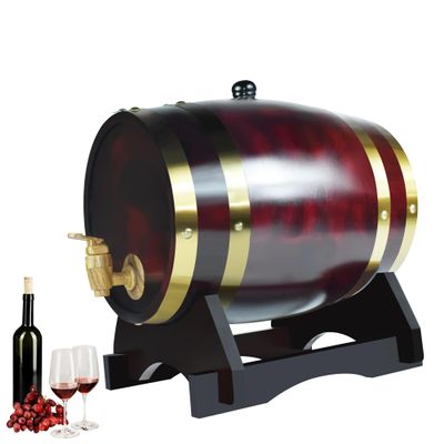 1.5L Wine Barrel Whiskey Barrel with Stand, Wooden Whiskey Dispenser with Oak Chips Aging Barrels Decanter Small Wine Container No Leak for Storage Wine, Spirits, Beer, and Liquor (Retro)