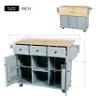 Ball & Cast Kitchen Island Cart with Drop Leaf & Wine Rack,Portable Rolling Kitchen Cart W/Power Outlet 2 Drawers & 5 Wheels,Adjustable Storage for Home Kitchen and Dining Room,Grey Blue view 2