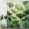HNBFKD Beautiful Lotus Leaf Shower Curtain Green Leaves Lotus Flower Home Curtain Divider Decoration Contains Plastic Hooks 79x83in(WxH) view 1