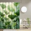 HNBFKD Beautiful Lotus Leaf Shower Curtain Green Leaves Lotus Flower Home Curtain Divider Decoration Contains Plastic Hooks 79x83in(WxH) view 2