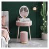 DBZRRKHDC Luxury Dressing Vanity Table w/Stool for Bedroom, Nordic Dressing Table Bedroom Modern Minimalist Storage Cabinet Bedroom(Pink) view 1