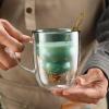 Mokylor Cute Mug Christmas Coffee Mugs, 300ML Christmas Tree Glassware Double Walled Clear Coffee Cups with Handle, Insulated Glasses for Tea Milk Juice Christmas Gifts for Women, Men(4.5in-green) view 4