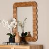 Baxton Studio Acantha Modern Walnut Brown Scallop-Framed Accent Mirror view 3