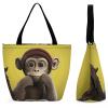 GFLFMXZW Reusable Shopping Bags for Women Large Grocery Bags Travel Tote Bags Curious Monkey Shoulder Bag for Work view 1